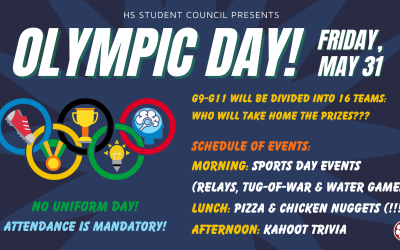 May 31 – HS Olympic Day presented by Student Council